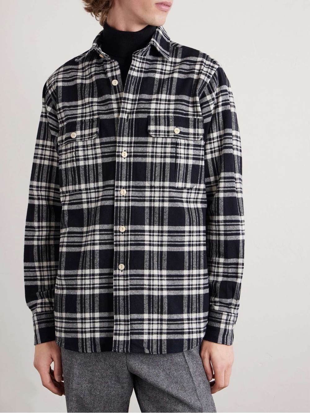 Drake’s Plaid Button-Up Shirt